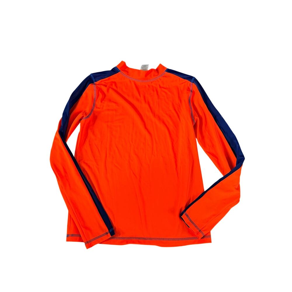 Mini Boden Kids' Orange Blue Stripe Long Sleeve Rashguard 13/14